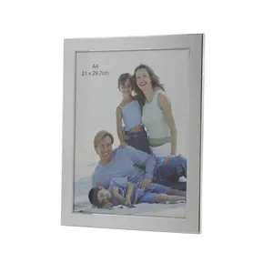 Metal Stainless Steel White Photo Frame with Glass And Metal Stand For Home Decoration simple design Metal Art Picture Frames