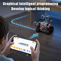 Ensemble de construction de robot militaire programmable 5-en-1 avec télécommande, assemblage STEM, contrôle par détection de gravité via application, jouet télécommandé