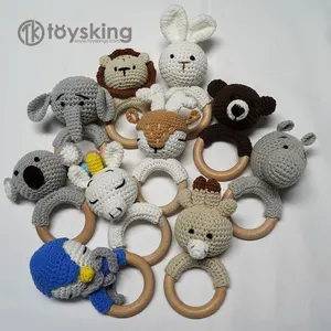 Oso de punto Knit, muñeco de pie para bebés, animales de peluche, juguetes de ganchillo, TK