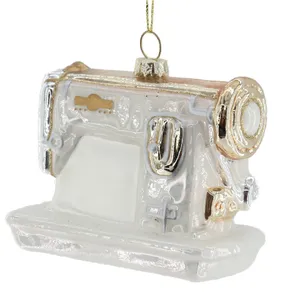 Creative Christmas Decoration painted Glass Ornament White Vintage Sewing Machine Set Gift Home Decorations