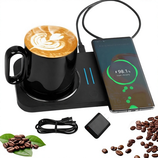 Four-in-one Heating Ceramic Intelligent Constant Temperature Smart Mug Warmer Wireless Heated Coffee Cup PD30W Portable