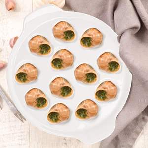 Plat à escargots de 9 pouces, assiettes à pied, plat à escargots blanc en céramique avec 12 trous et poignées - Product Image 4