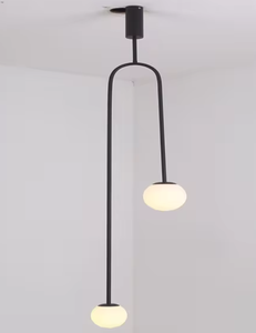 Zeal Lighting Tendering Black Linear LED Glass Ball Hanging <b>Chandelier</b> Modern Nordic Pendant Light - Product Image 5