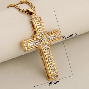 Collar con Colgante de Cruz de Cristal, Acero Inoxidable, Chapado en Oro de 18K, Sin Deslustre, Joyería Religiosa Cristiana, Regalo de Bautizo - Product Image 2