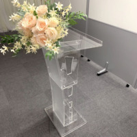 Support de podium en PMMA transparent en acrylique avec étagère de rangement pour les conférences des églises Discours Présentations de mariages