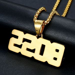 yunnique Boss Letter Pendant Necklace Gold Plated <b>Titanium</b> Steel Pave Setting Men's Fashion Jewelry Gift - Product Image 2