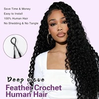 # 27 Burmesische Lockige Federn zum Häkeln, Echthaar-Bündel 50g, Ohne Tressen, Lose Haarverlängerungen für Boho-Zöpfe, Winziger Knoten, 14-24 Zoll Haar
