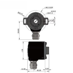 Encoder óptico con cabezal de eje de 8 mm, tipo abrazadera, salida de colector NPN de 24 VCC, eje hueco, encoder incremental rotatorio de 1024 ppr - Product Image 4
