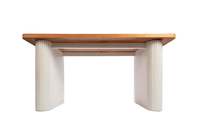 Table en bois massif artisanale, table à manger en bois massif WT005 Alia, finition blanchie, bois de teck d'Indonésie, style rustique, vente en gros
