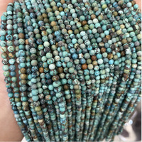 Joyffo Vente en gros de perles rondes lisses en turquoise naturelle de 2/3/4 mm, perles rondes en pierres précieuses pour la fabrication de bijoux et de bracelets
