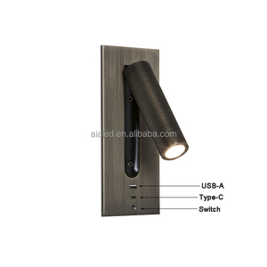 2.1A หรือ3.1A ปรับได้5V USB Type-C ชาร์จเร็วโคมไฟอ่านหนังสือข้างเตียงหัวเตียงแบบยืดหยุ่นไฟอ่านหนังสือติดผนังโรงแรมวิลล่า - Product Image 3