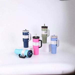 Gobelet isotherme en acier inoxydable 40 oz avec poignée et paille, personnalisable avec logo, pour café et boissons froides, idéal pour le voyage, cadeau promotionnel, vente en gros - Product Image 4