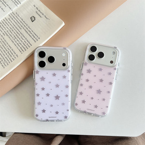 เคสโทรศัพท์แบบด้านสีพื้นสไตล์เกาหลี ลายดาวสีทองสองชั้น สำหรับ iPhone17Promax 16 15 14 ผู้หญิง - Product Image 2