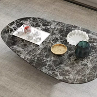 Meubles de maison de luxe, table basse ovale moderne avec plateau en marbre et pieds en acier pour salon, appartement