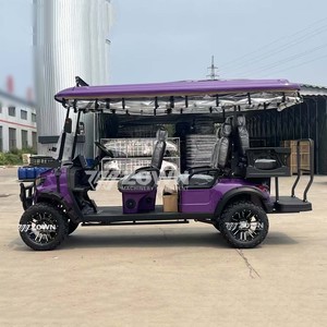 Voiturette de golf tout-terrain six places violette avec pare-brise pliable et barre de protection, véhicule de tourisme panoramique - Product Image 5