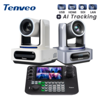 Cámara PTZ Tenveo 4K NDI con IA, Zoom 20X, SDI/HDMI/USB3.0/LAN *2 y Controlador de Cámara PTZ IP NDI, Cámara de Transmisión PTZ