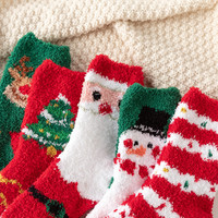 5 paires de chaussettes de Noël en polaire corail, chaudes et moelleuses, avec motifs de Père Noël et bonhomme de neige, cadeau de fête