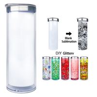 Gobelet droit 20oz en acier inoxydable 304 à double paroi, anti-fuite, sans BPA, pour sublimation DIY, effet boule à neige pailletée, design minimaliste