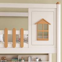 Massivholz Doppelstockbett Multifunktionales Etagenbett mit Hoch-Niedrig-Schutzgeländer Kombinationsbett für Kinder Paralleles Bett-Design