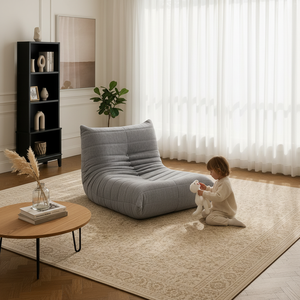<span class=keywords><strong>Fauteuil</strong></span> simple de style nordique moderne avec dossier semi-circulaire, revêtement en tissu durable pour appartement et salon - Product Image 2