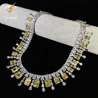 Parure de bijoux de mariée de luxe jaune avec pendentif en cristal CZ nigérian, boucles d'oreilles pendantes et collier à longues pampilles, style Dubaï