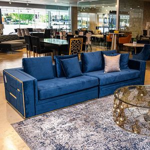 أريكة غرفة معيشة أنيقة بمقاعد 1 2 3 من Winforce أريكة إيطالية مخملية زرقاء بتصميمات حديثة فاخرة أثاث مجموعة أرائك - Product Image 1