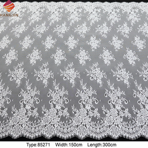Tissu de <span class=keywords><strong>dentelle</strong></span> de mariée de mariage français 3*1.5 mètres de tissu de <span class=keywords><strong>dentelle</strong></span> de Chantilly blanc <span class=keywords><strong>ivoire</strong></span> - Product Image 3