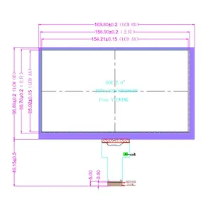 Tela industrial personalizada de 7.0 polegadas, módulo lcd, novo painel lcd com resolução 1024*600, interface MIPI de 30 pinos