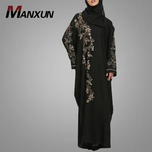 New Arrival Traditional Moroccan Style Kaftan Dress Embroidery Design Plus Size Black Dress Islamic Women Clothing Wholesale