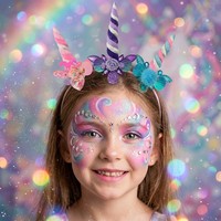 Autocollants de bijoux pour le visage en forme de corne, strass autocollants en cristal pour l'art corporel des enfants, idéaux pour les fêtes et festivals