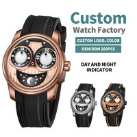 Montre à cadran Joker avec indicateur de jour/nuit, heure et minute, entièrement personnalisable, automatique, mécanique, pour homme, OEM