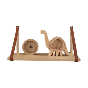 Étagères de rangement flottantes murales suspendues en bois Étagère à livres avec bracelet en <span class=keywords><strong>cuir</strong></span> - Product Image 1