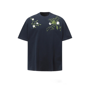 T-<span class=keywords><strong>shirt</strong></span> col rond à manches courtes unisexe ample de haute qualité, nouvelle collection été 2026, tendance décontractée, broderie personnalisée, style streetwear de niche - Product Image 2