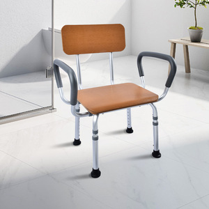 Best Price Aluminum Alloy Foldable Adjustable Seat Elderly Care Bathroom Bench Shower Chair with Drain - Product Image 2