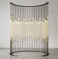Cloison en verre en forme d'arc personnalisable, piliers en acier inoxydable, design contemporain, séparateur de pièce durable pour décoration haut de gamme