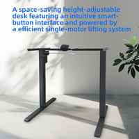 Escritorio Eléctrico Ergonómico Negro de un Solo Motor con Ajuste de Altura Multivelocidad para Oficina en Casa, Mesa Personalizable