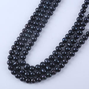 ไข่มุกน้ำจืดธรรมชาติขายส่ง ขนาด 9-10 มม. สีดำ เม็ดหลวม สำหรับทำสร้อยคอ ใกล้เสร็จสมบูรณ์ แบบกึ่งสำเร็จรูป - Product Image 2