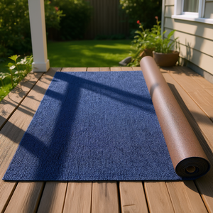 Alfombra para Exteriores Azul Oscuro de 6 Pies x 18 Pies, Impermeable, Antideslizante, para Patio, Porche, Garaje, Alfombra de Polipropileno Rectangular Sólida - Product Image 2