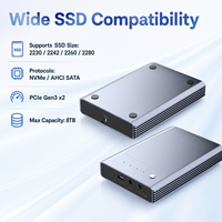 Boîtier SSD M.2 NVMe SATA double emplacement USB 3.2 Gen2 10 Gbit/s avec clonage hors ligne, boîtier en aluminium sans outil pour 2230/42/60/80 Windows Mac