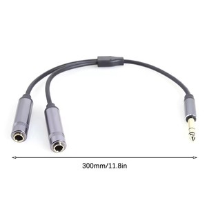 Câble d'extension audio 0,3 m/1 pi, adaptateur <span class=keywords><strong>double</strong></span> <span class=keywords><strong>jack</strong></span> stéréo 1/4 TRS mâle vers <span class=keywords><strong>double</strong></span> 6,35 mm femelle, 6,5 mm 1-vers-2 pour amplificateur et haut-parleur - Product Image 2