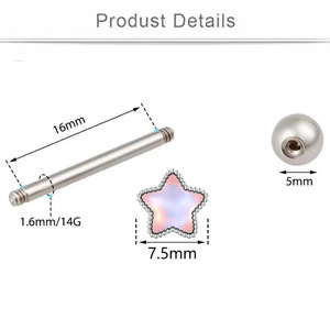 五角星极光舌钉渐变糖果色不锈钢朋克舌钉男女通用 - Product Image 5