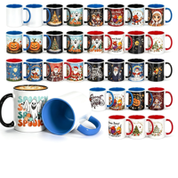 Mug en céramique bicolore de 15 oz, mug à sublimation, vente en gros, tasse vierge enduite, personnalisable pour presse à chaud, cadeau promotionnel