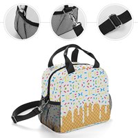 Sac isotherme bandoulière personnalisé avec impression par sublimation, motif glaces et confettis, pour pique-nique, fermeture éclair, durable