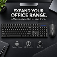 Keyboard dan Mouse Combo USB Berkabel 104 Tombol Warna Hitam dengan Pelat Besi OEM Label Pribadi untuk Merek Aksesori PC