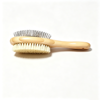 Brosse de toilettage pour animaux de compagnie en bois naturel, double face, fibres de sisal et brosse à picots métalliques pour chiens et chats, brosse démêlante pour animaux