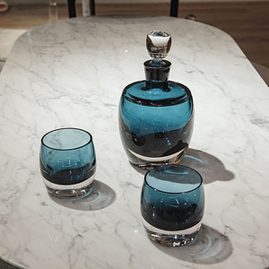 Ensemble de <span class=keywords><strong>carafe</strong></span> en verre ambré de luxe moderne, soufflé à la main, avec 2 verres à vin pour hôtel, bar, décoration de la maison - Product Image 4