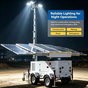 The Mobile Solar <b>Lighting</b> Tower Is Equipped with an Telescopic <b>Pole</b> for at Construction Sites. - Product Image 1