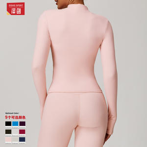 Veste de yoga à manches longues pour femme Zechuang, fermeture éclair sur le devant, couleur unie, coupe ajustée, vêtements de sport de plein air, fitness, DCX9000 - Product Image 3
