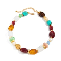 Y2K résine perle collier rétro couches irrégulière CCB perle couches tour de cou empilable déclaration bijoux pour femmes tenue quotidienne