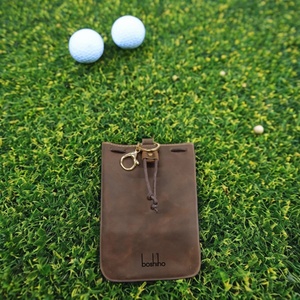 Wholesale Vintage Leather Handy Drawstring Valuables Pouch for Golf for Ball Storage and Accessory Organization - Product Image 1